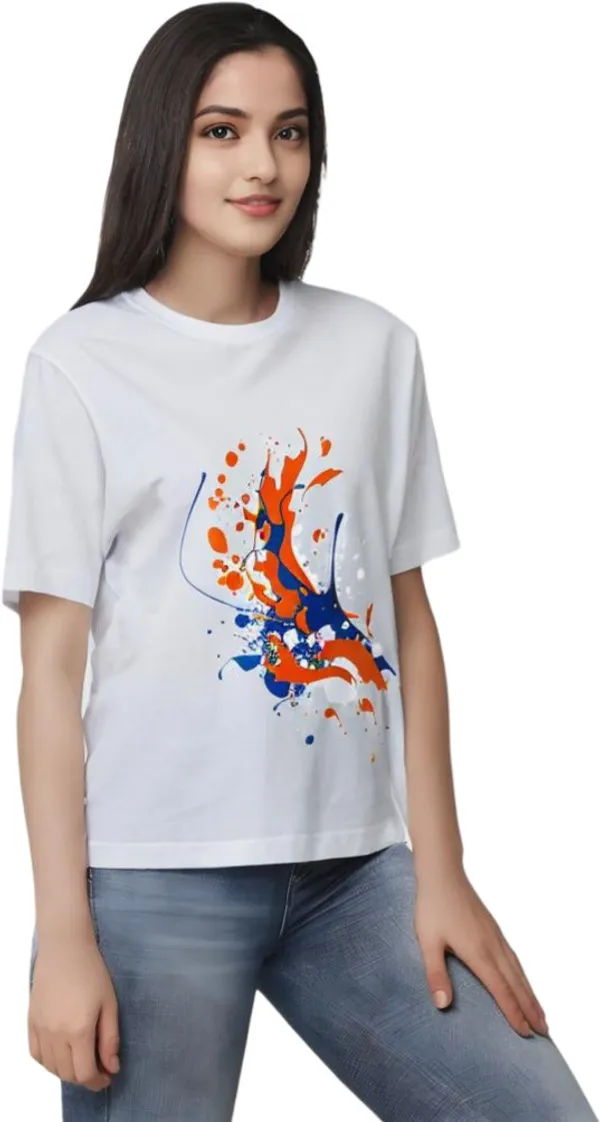 White_Polycotton_Round_Neck_Graphic_Print_T-Shirt_For_Women