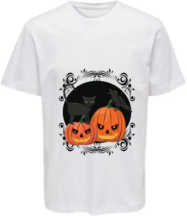 White_Polycotton_Round_Neck_Graphic_Print_T-Shirt_For_Women