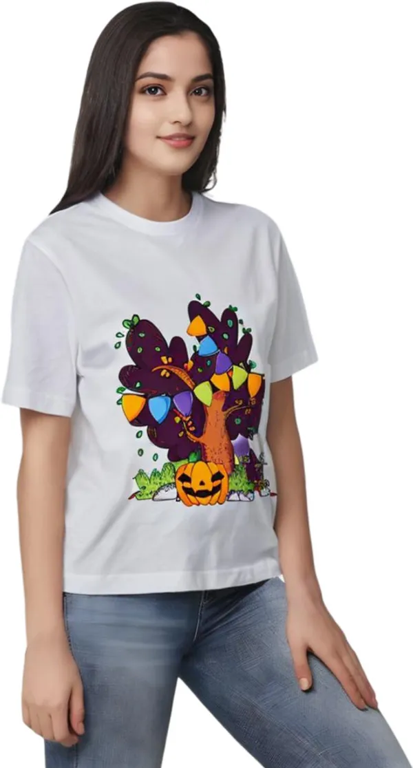 White_Polycotton_Round_Neck_Graphic_Print_T-Shirt_For_Women
