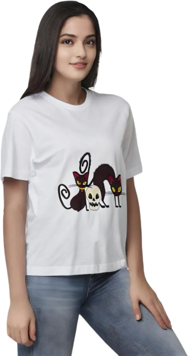 White_Polycotton_Round_Neck_Graphic_Print_T-Shirt_For_Women