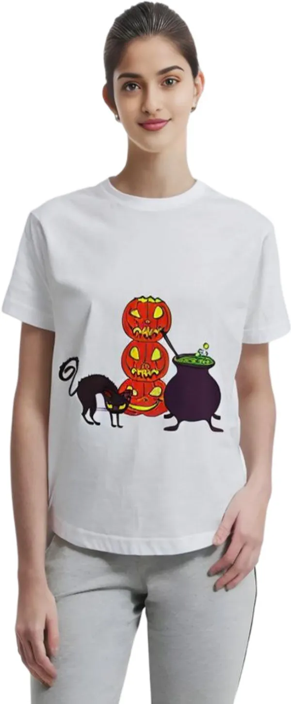 White_Polycotton_Round_Neck_Graphic_Print_T-Shirt_For_Women
