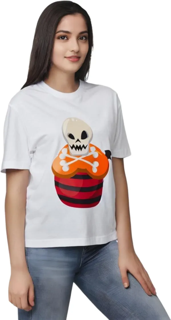 White_Polycotton_Round_Neck_Graphic_Print_T-Shirt_For_Women