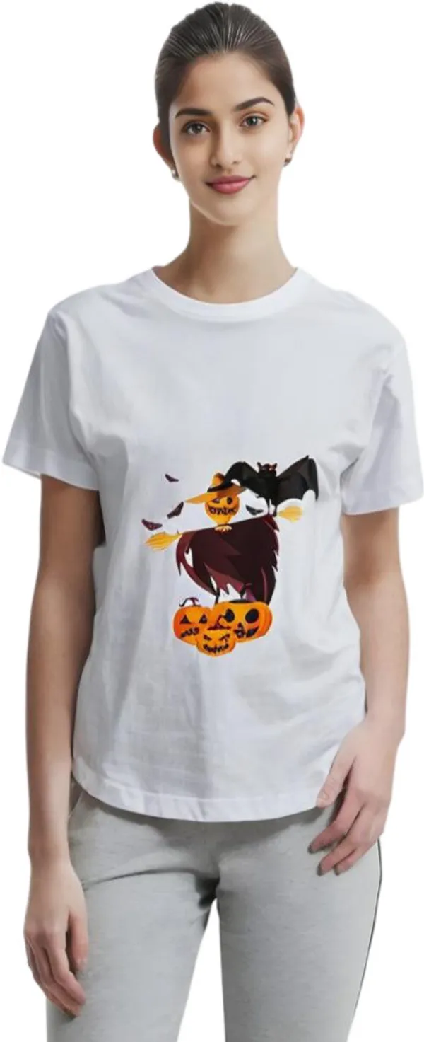 White_Polycotton_Round_Neck_Graphic_Print_T-Shirt_For_Women