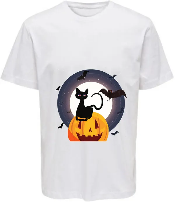 White_Polycotton_Round_Neck_Graphic_Print_T-Shirt_For_Women