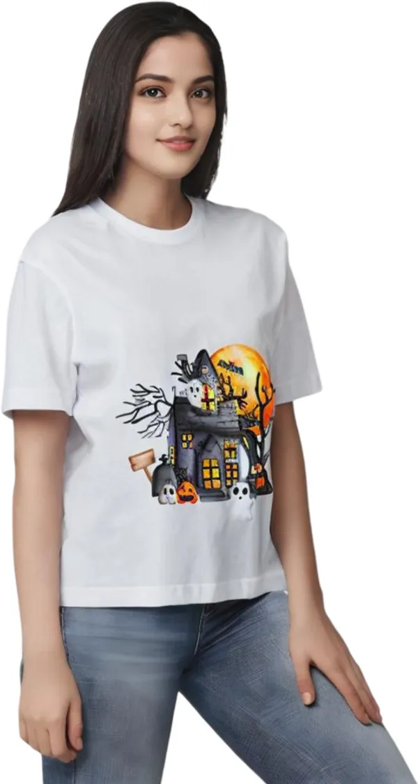 White_Polycotton_Round_Neck_Graphic_Print_T-Shirt_For_Women