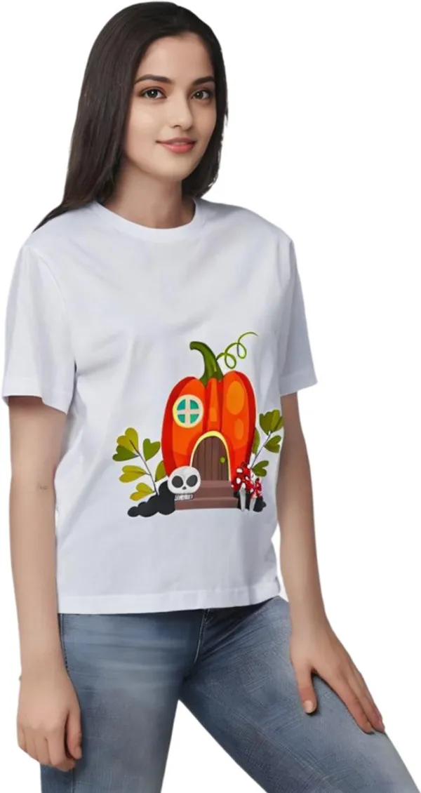 White_Polycotton_Round_Neck_Graphic_Print_T-Shirt_For_Women