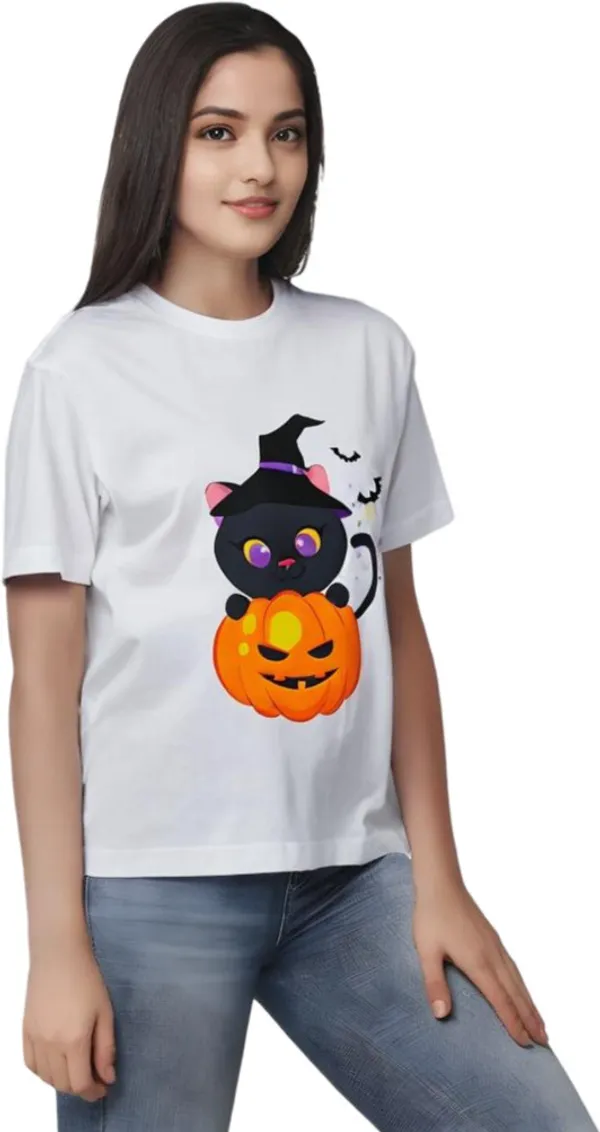 White_Polycotton_Round_Neck_Graphic_Print_T-Shirt_For_Women