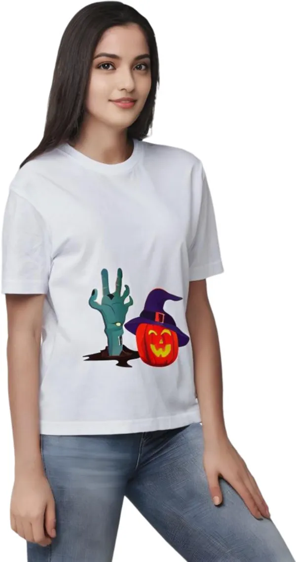 White_Polycotton_Round_Neck_Graphic_Print_T-Shirt_For_Women