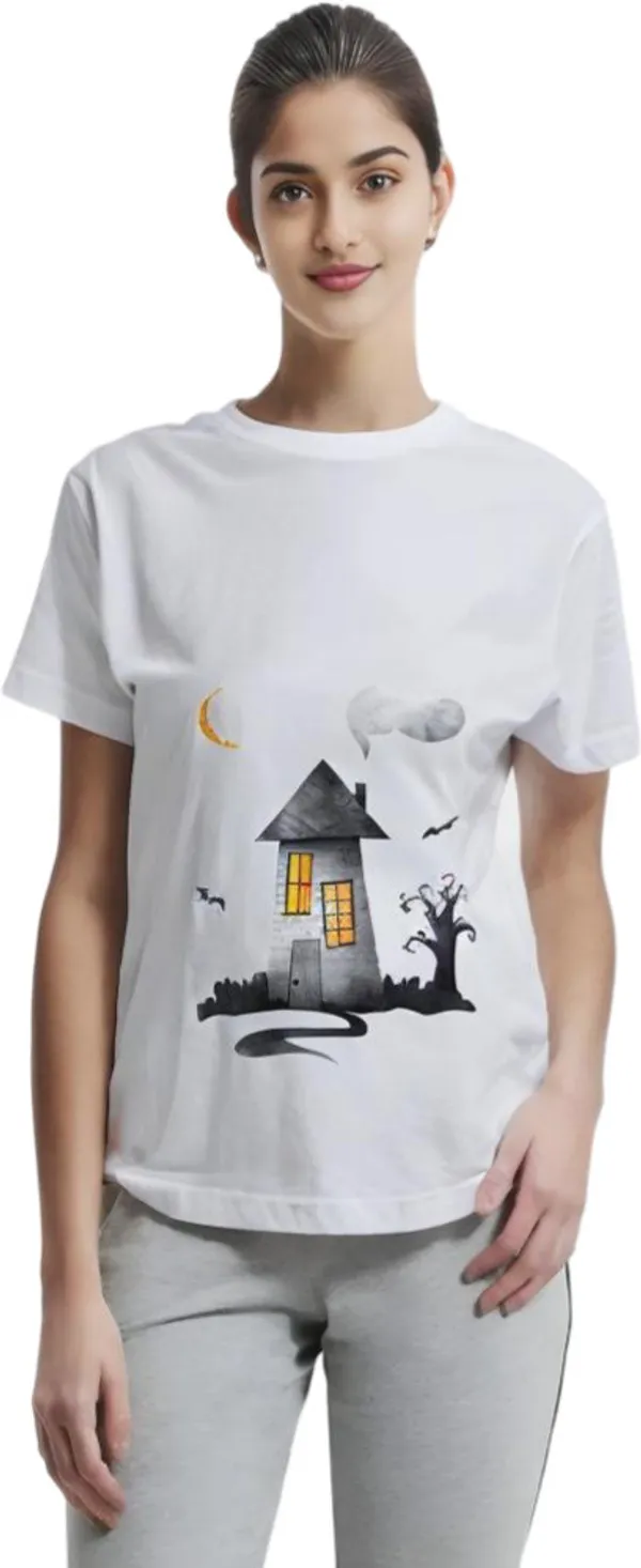 White_Polycotton_Round_Neck_Graphic_Print_T-Shirt_For_Women