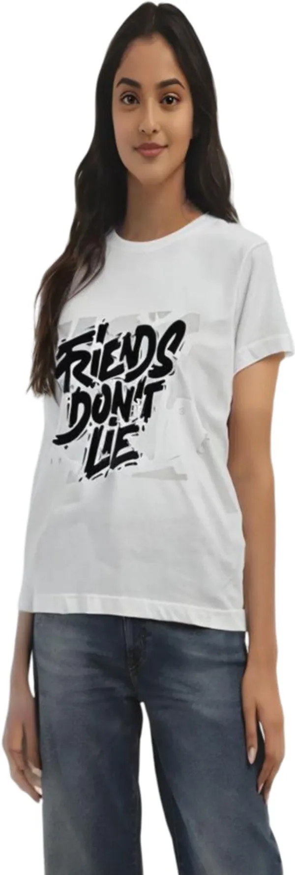 White_Polycotton_Round_Neck_Graphic_Print_T-Shirt_For_Women