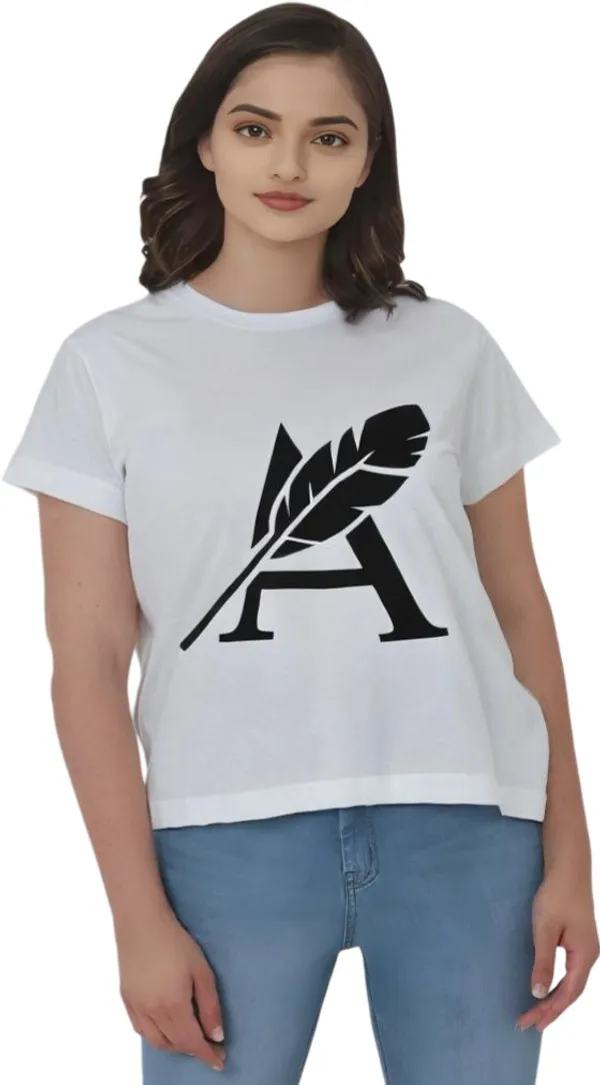 White_Polycotton_Round_Neck_Graphic_Print_T-Shirt_For_Women