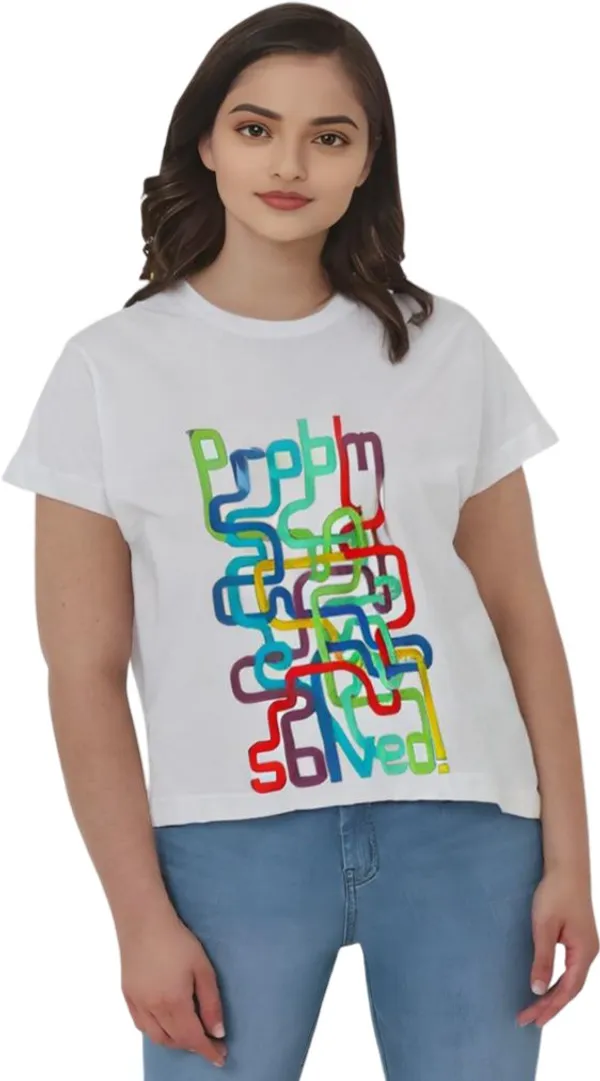 White_Polycotton_Round_Neck_Graphic_Print_T-Shirt_For_Women