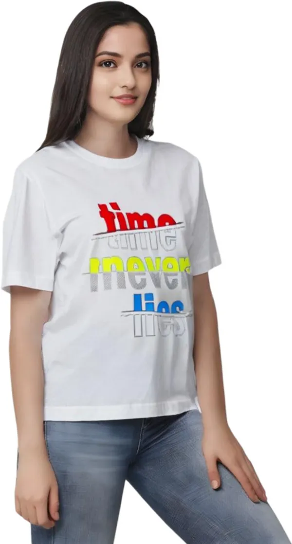 White_Polycotton_Round_Neck_Printed_T-Shirt_For_Women
