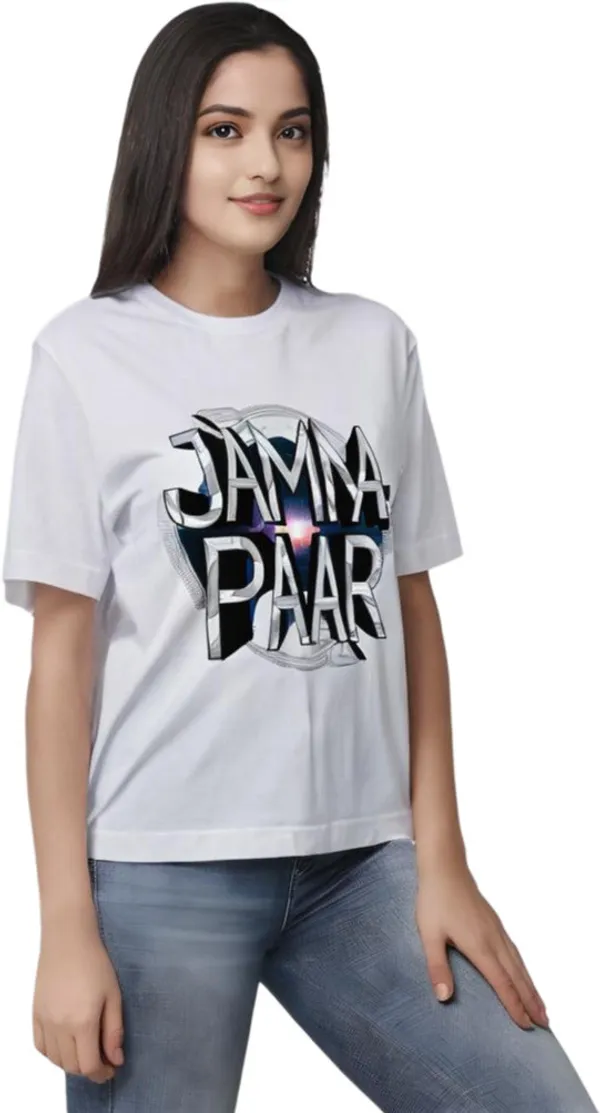 White_Polycotton_Round_Neck_Printed_T-Shirt_For_Women