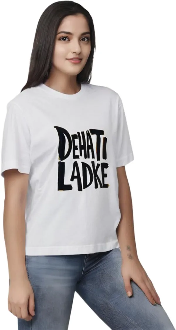 White_Polycotton_Round_Neck_Printed_T-Shirt_For_Women