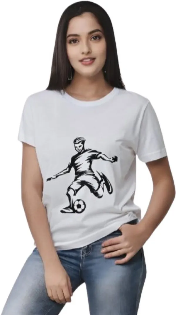 White_Polycotton_Round_Neck_Printed_T-Shirt_For_Women