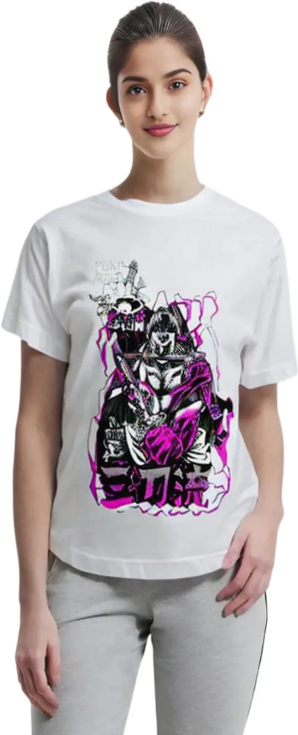 White_Polycotton_Round_Neck_Graphic_Print_T-Shirt_For_Women