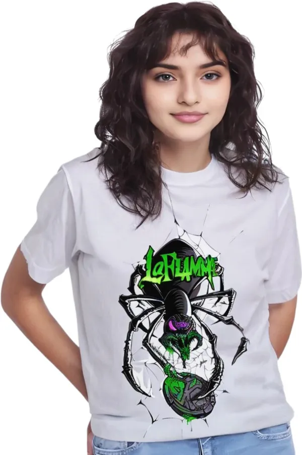 White_Polycotton_Round_Neck_Graphic_Print_T-Shirt_For_Women