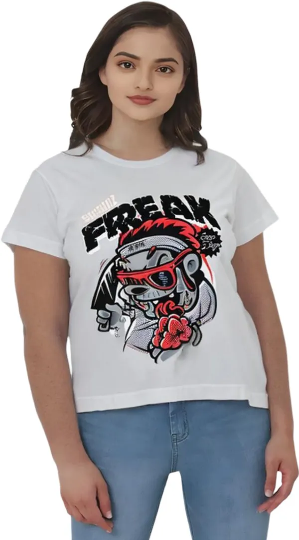 White_Polycotton_Round_Neck_Graphic_Print_T-Shirt_For_Women