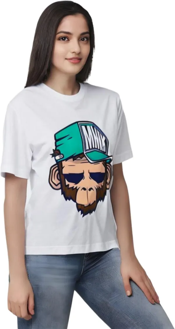 White_Polycotton_Round_Neck_Graphic_Print_T-Shirt_For_Women