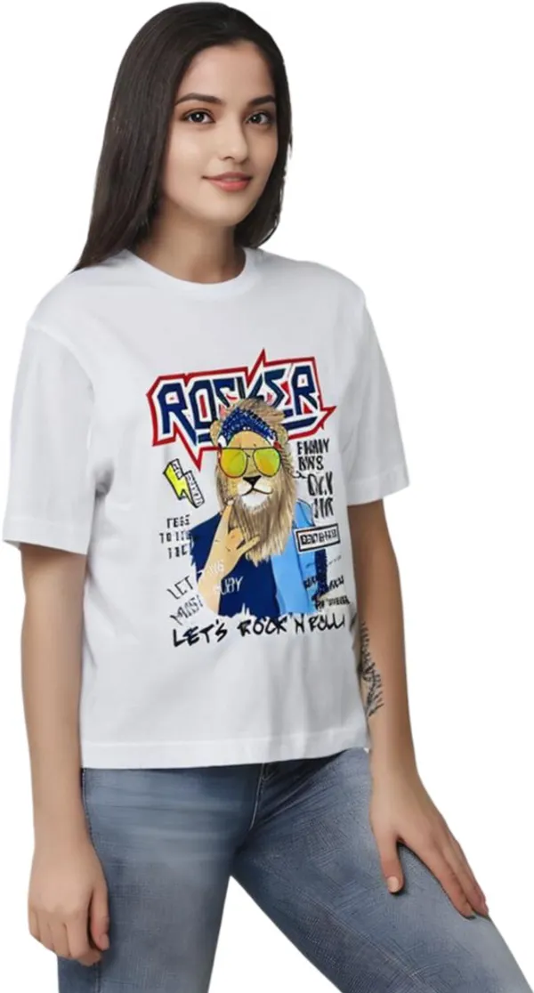White_Polycotton_Round_Neck_Graphic_Print_T-Shirt_For_Women