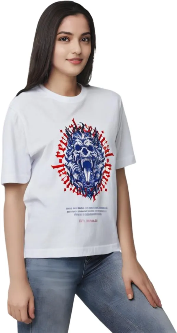White_Polycotton_Round_Neck_Graphic_Print_T-Shirt_For_Women