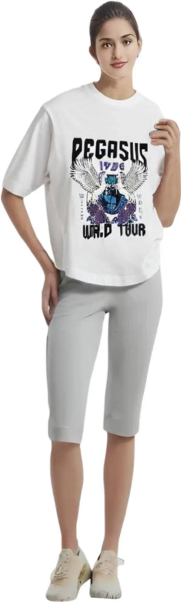 White_Polycotton_Round_Neck_Graphic_Print_T-Shirt_For_Women