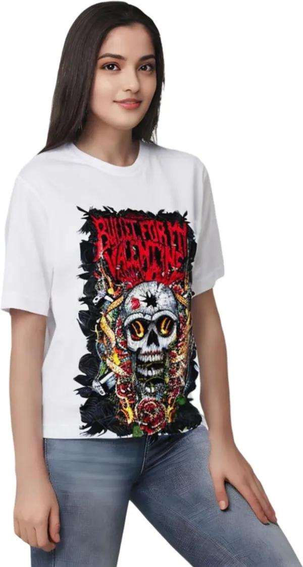 White_Polycotton_Round_Neck_Graphic_Print_T-Shirt_For_Women