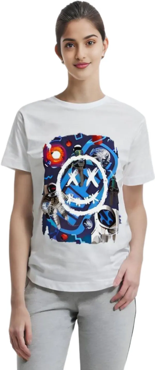 White_Polycotton_Round_Neck_Graphic_Print_T-Shirt_For_Women