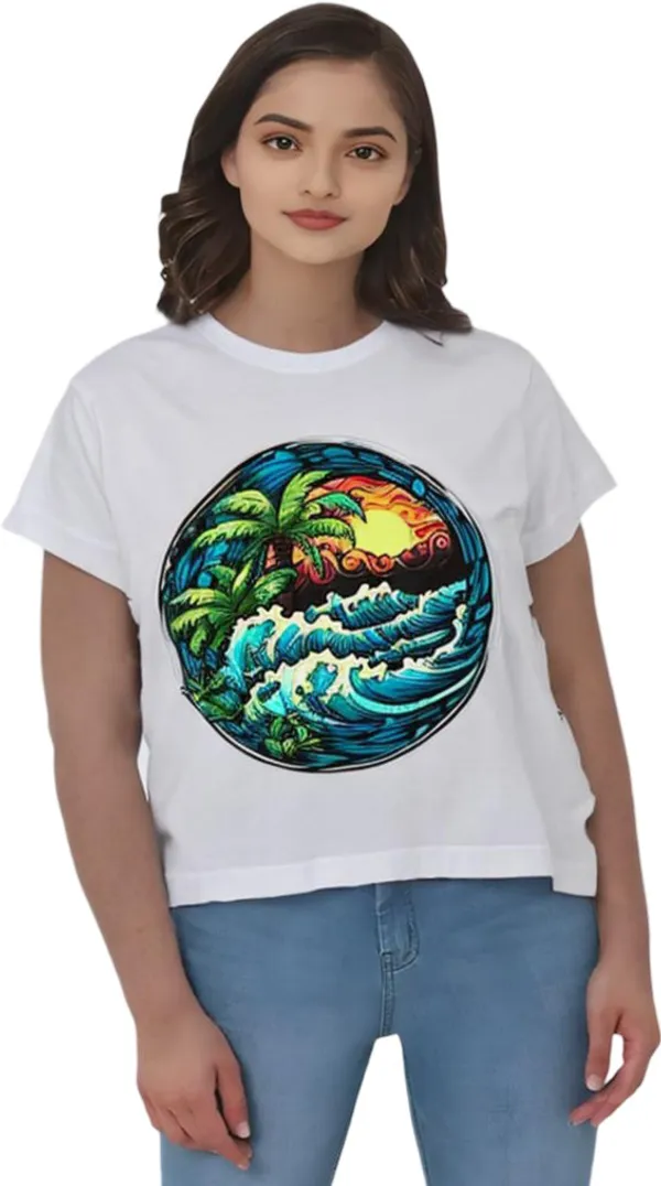 White_Polycotton_Round_Neck_Graphic_Print_T-Shirt_For_Women