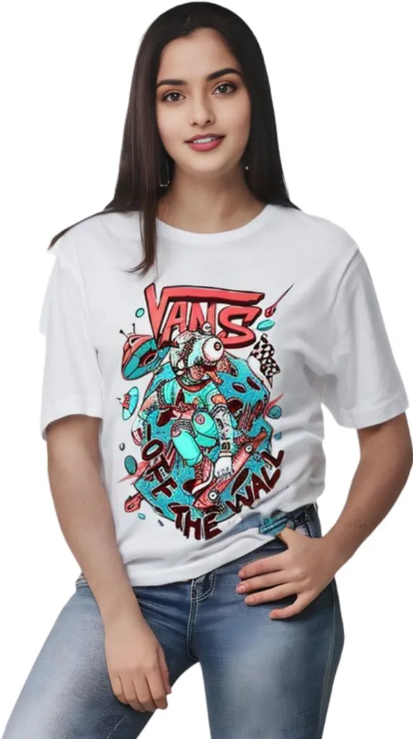 White_Polycotton_Round_Neck_Graphic_Print_T-Shirt_For_Women
