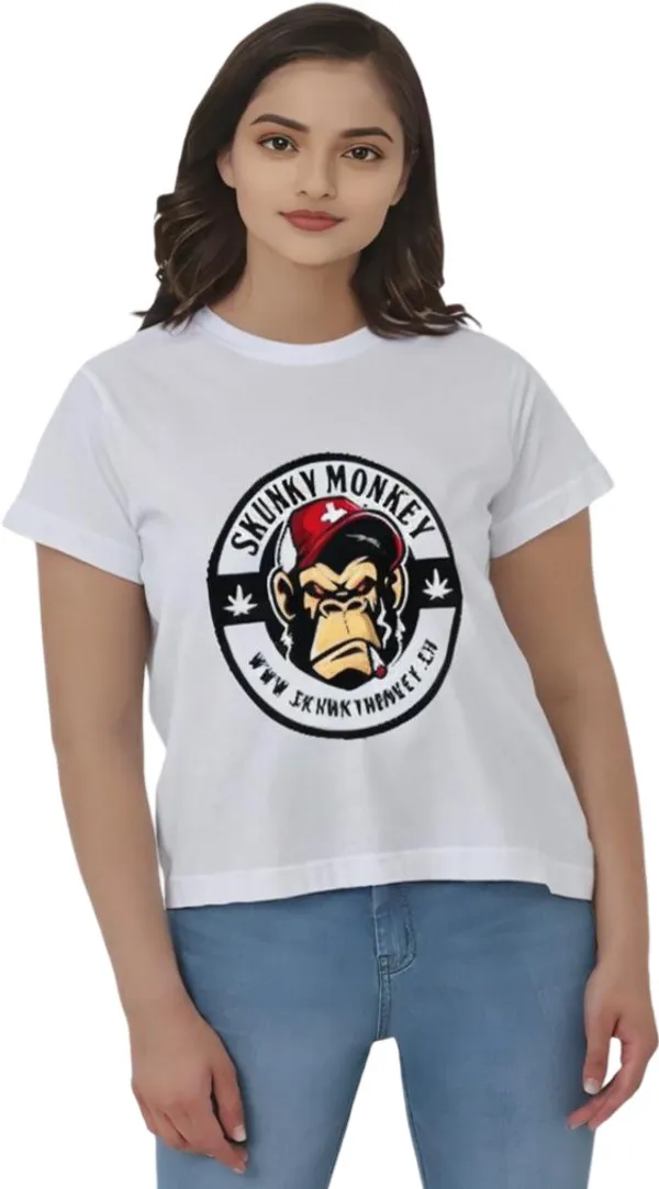White_Polycotton_Round_Neck_Graphic_Print_T-Shirt_For_Women