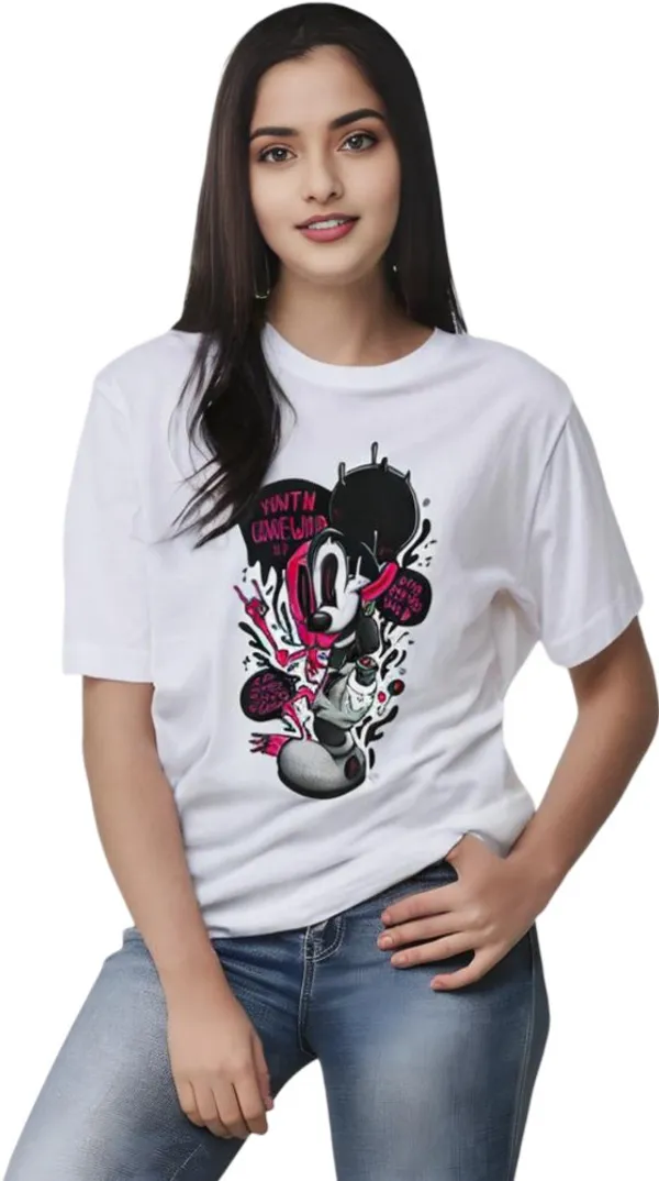 White_Polycotton_Round_Neck_Graphic_Print_T-Shirt_For_Women