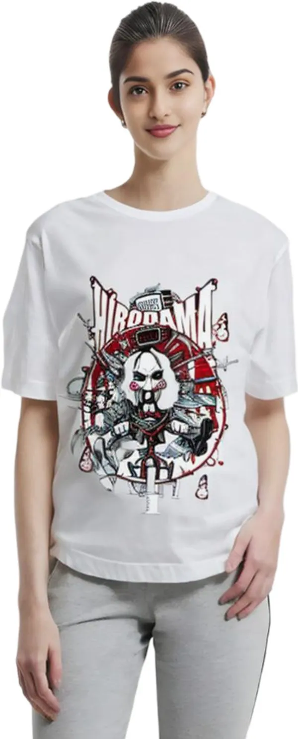 White_Polycotton_Round_Neck_Graphic_Print_T-Shirt_For_Women