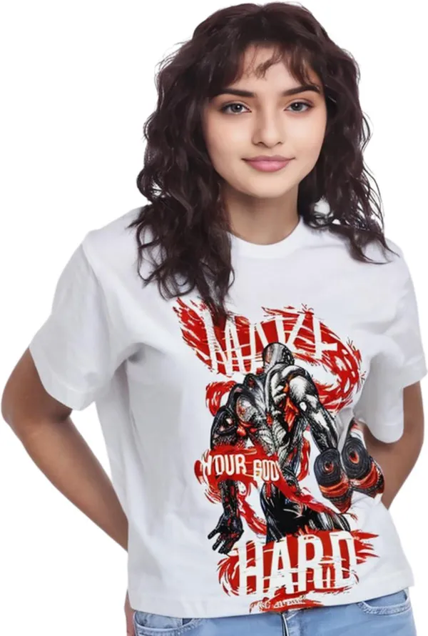 White_Polycotton_Round_Neck_Graphic_Print_T-Shirt_For_Women