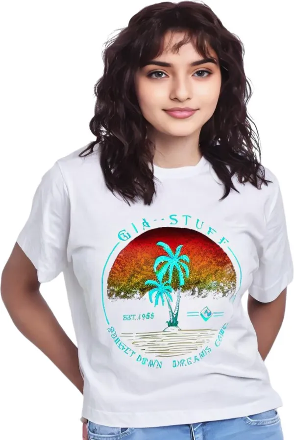 White_Polycotton_Round_Neck_Graphic_Print_T-Shirt_For_Women