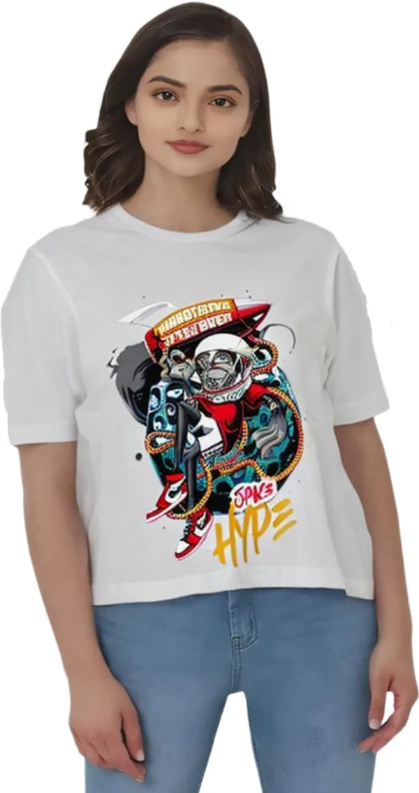 White_Polycotton_Round_Neck_Graphic_Print_T-Shirt_For_Women
