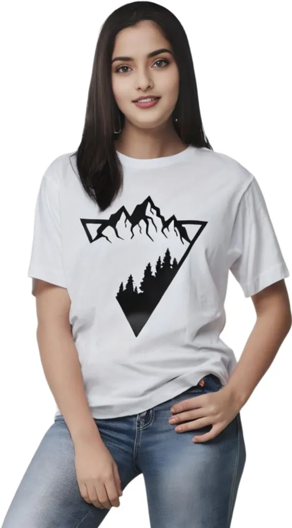 White_Polycotton_Round_Neck_Graphic_Print_T-Shirt_For_Women