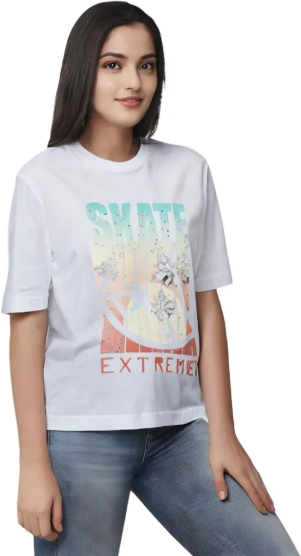 White_Polycotton_Round_Neck_Graphic_Print_T-Shirt_For_Women