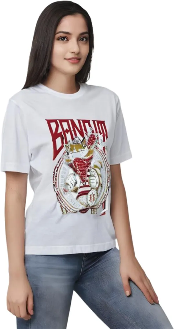 White_Polycotton_Round_Neck_Graphic_Print_T-Shirt_For_Women