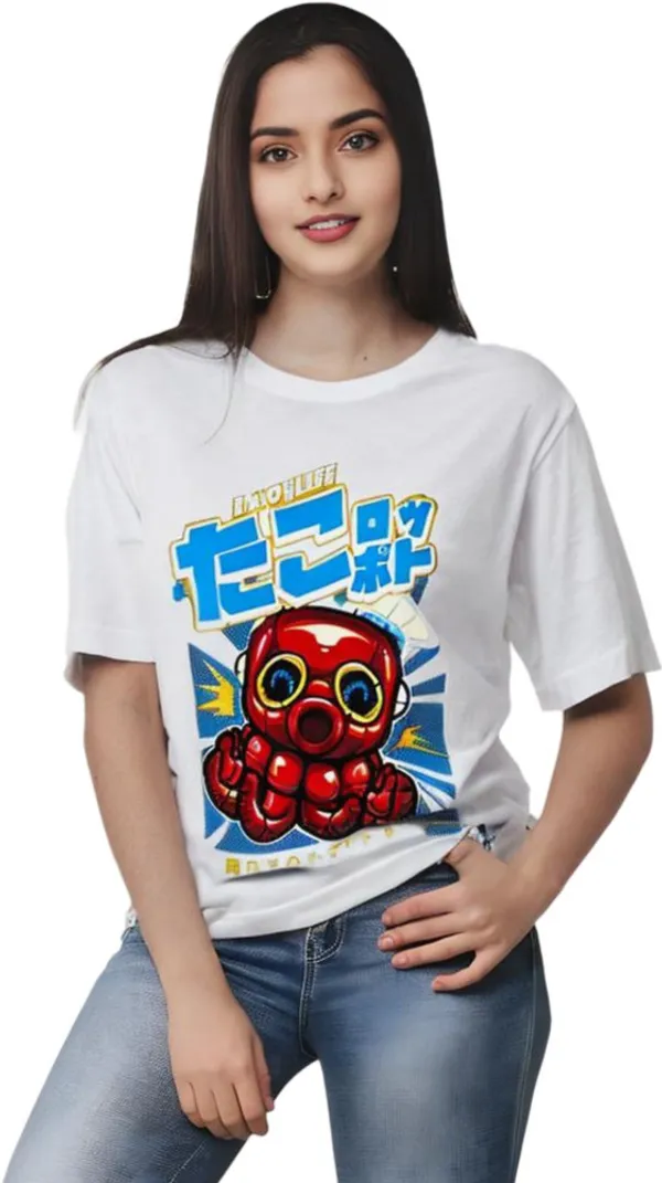 White_Polycotton_Round_Neck_Graphic_Print_T-Shirt_For_Women
