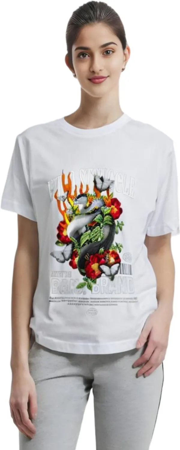 White_Polycotton_Round_Neck_Graphic_Print_T-Shirt_For_Women