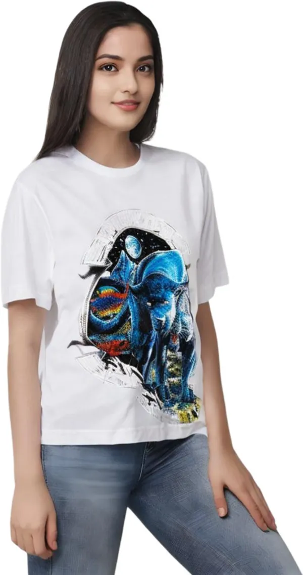 White_Polycotton_Round_Neck_Graphic_Print_T-Shirt_For_Women