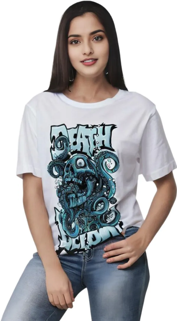 White_Polycotton_Round_Neck_Graphic_Print_T-Shirt_For_Women