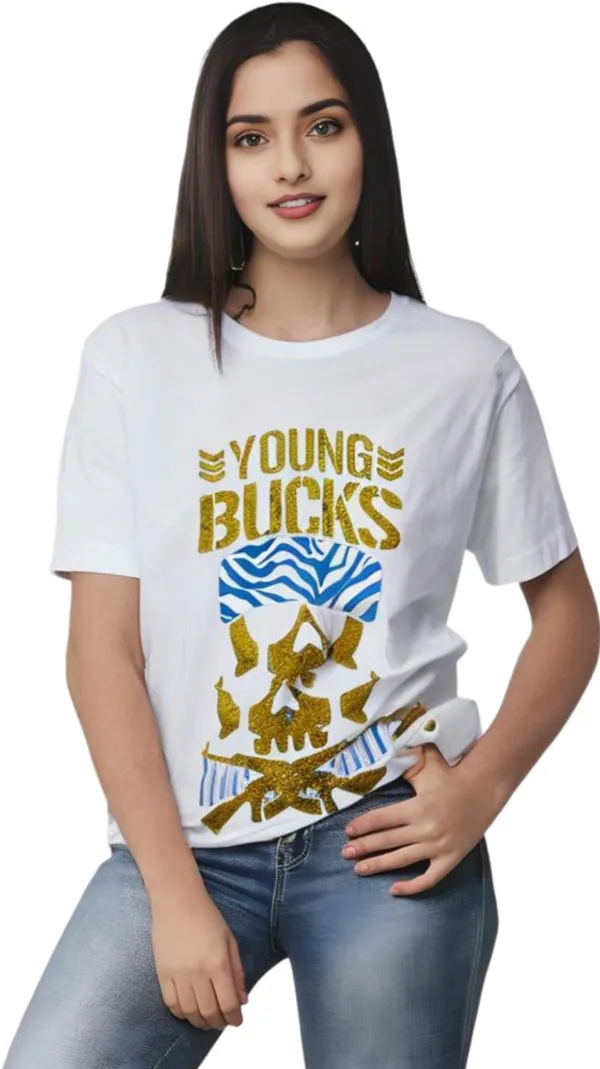 White_Polycotton_Round_Neck_Graphic_Print_T-Shirt_For_Women
