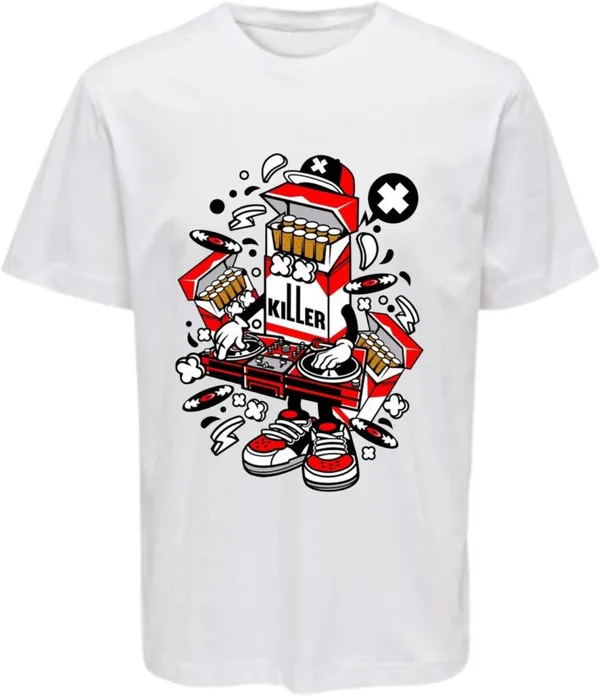 White_Polycotton_Round_Neck_Graphic_Print_T-Shirt_For_Women