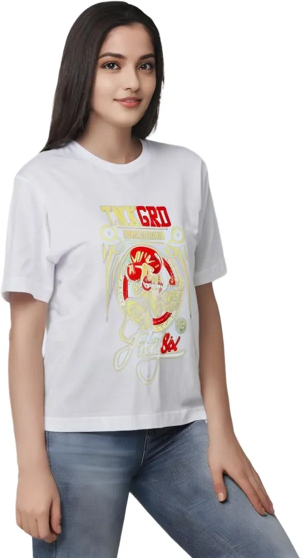 White_Polycotton_Round_Neck_Graphic_Print_T-Shirt_For_Women