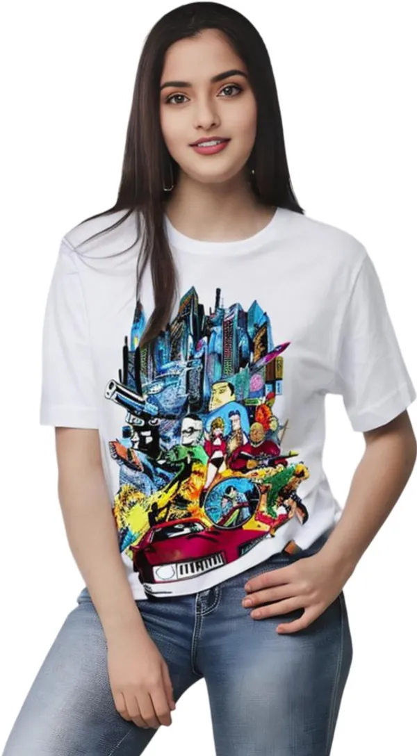 White_Polycotton_Round_Neck_Graphic_Print_T-Shirt_For_Women