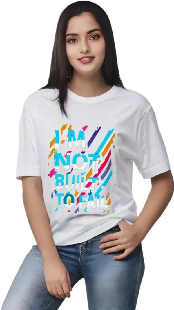 White_Polycotton_Round_Neck_Printed_T-Shirt_For_Women