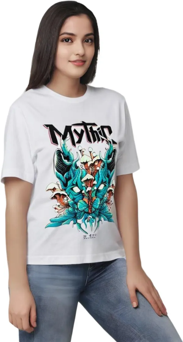 White_Polycotton_Round_Neck_Printed_T-Shirt_For_Women